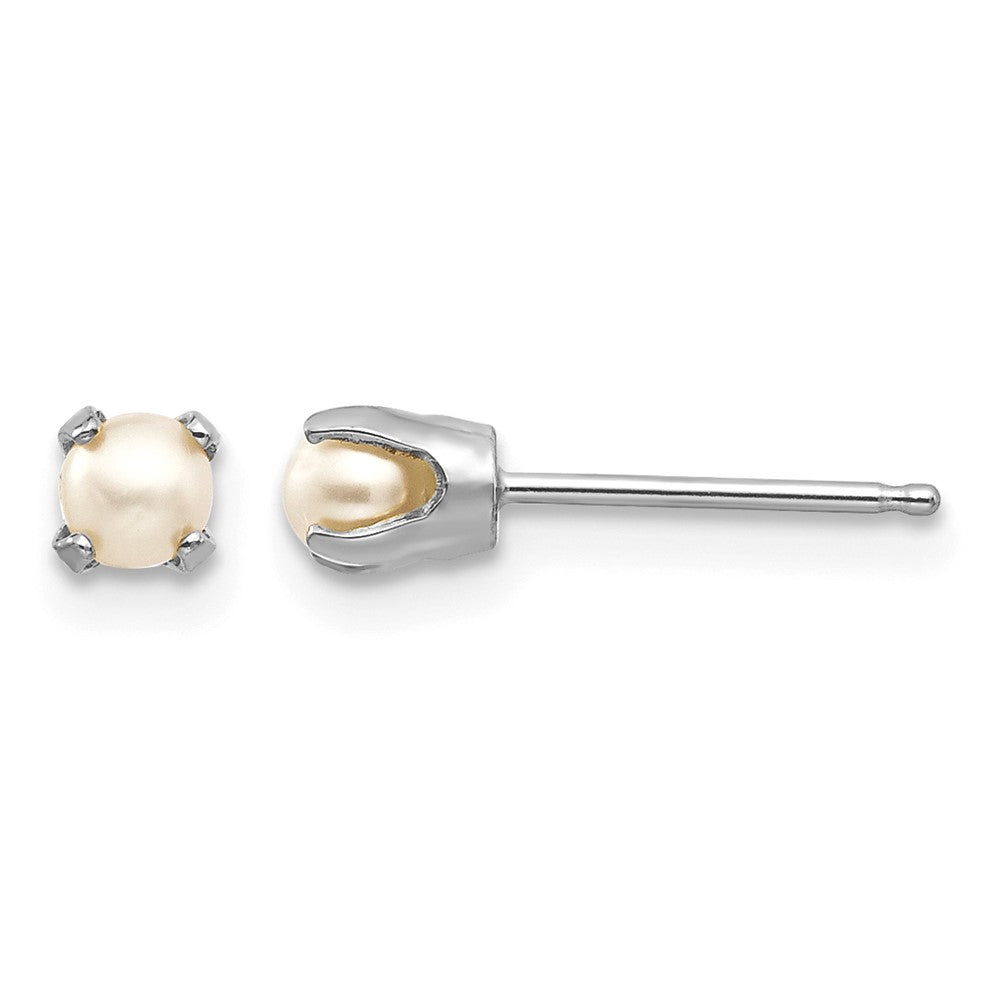 14k White Gold 3.5mm FW Cultured Pearl Stud Earrings