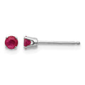 14k White Gold 3mm Ruby Stud Earrings