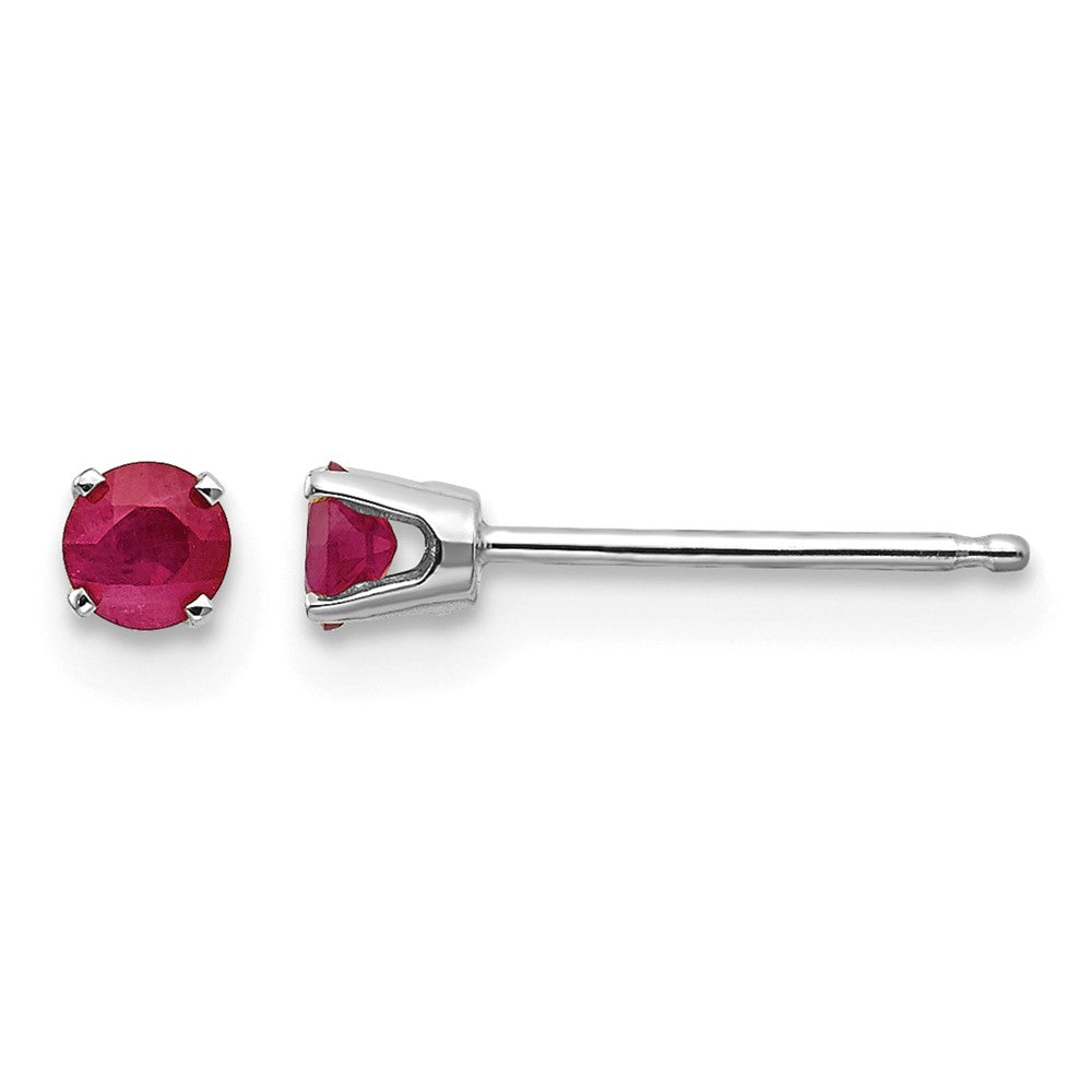 14k White Gold 3mm Ruby Stud Earrings