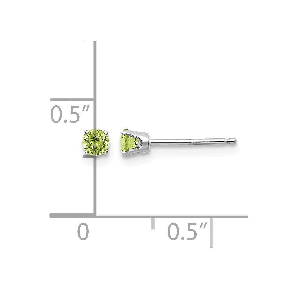 14k White Gold 3mm Peridot Stud Earrings