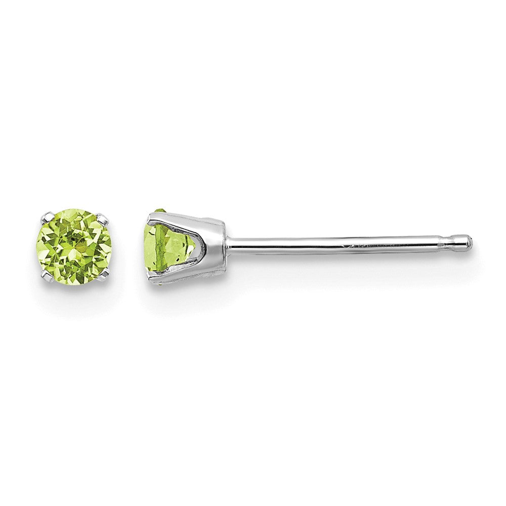 14k White Gold 3mm Peridot Stud Earrings