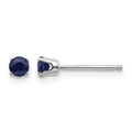 14k White Gold 3mm Sapphire Stud Earrings