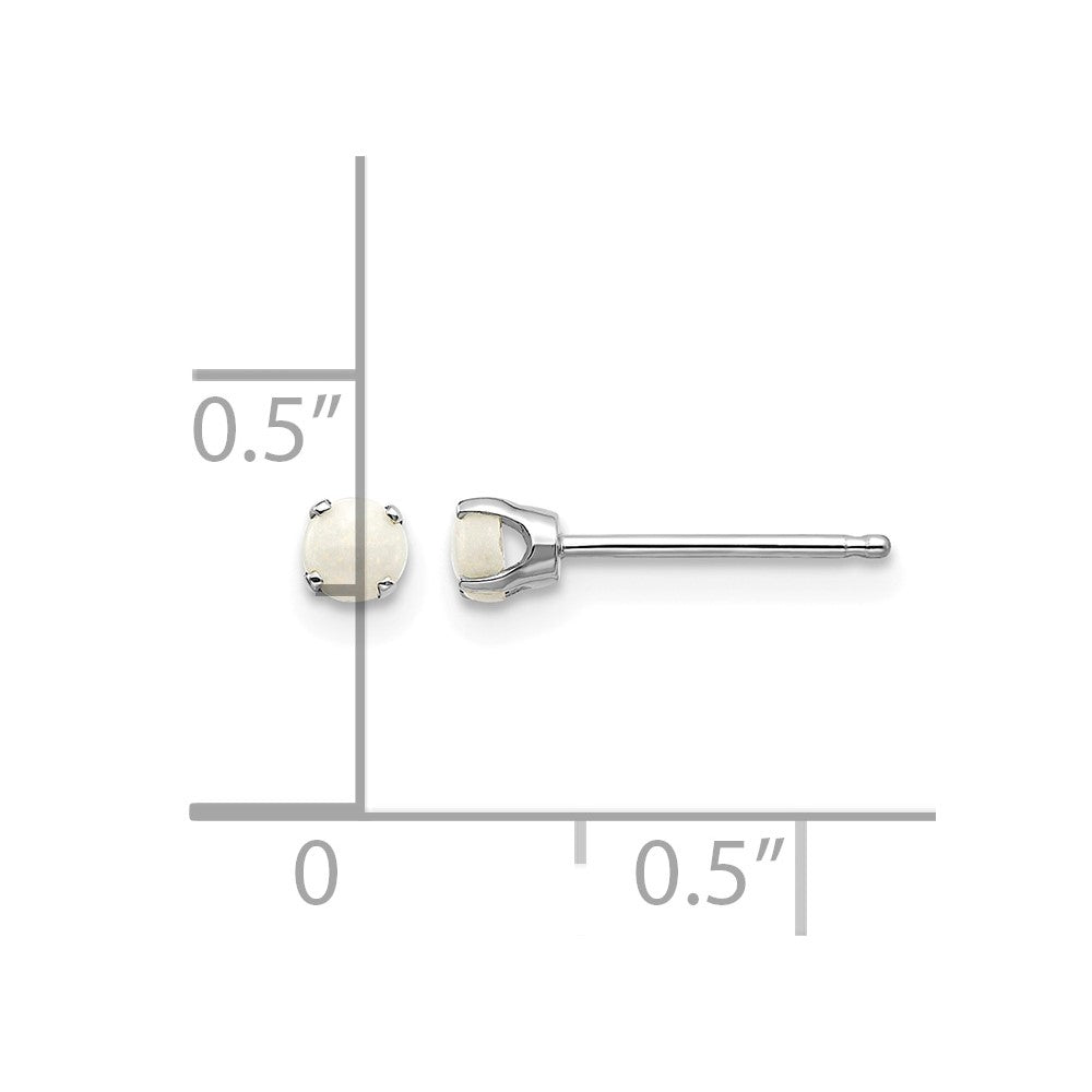 14k White Gold 3mm Opal Stud Earrings