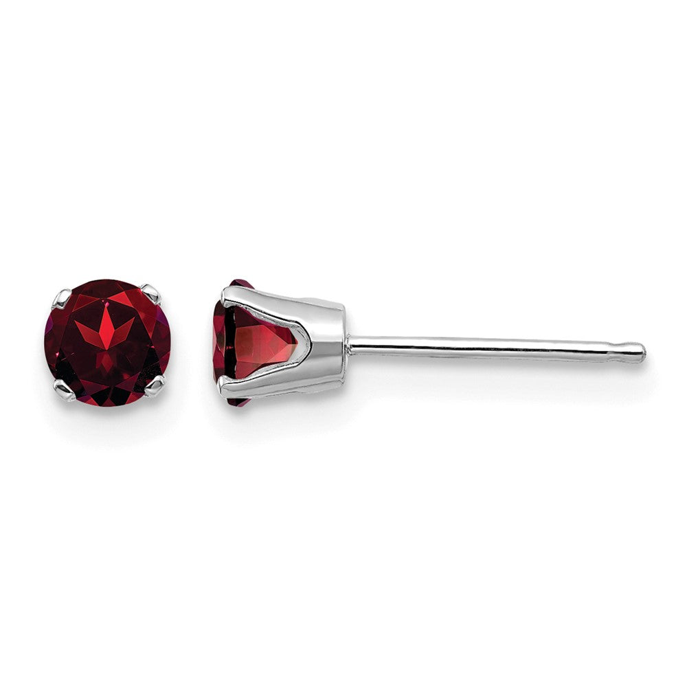 14k White Gold 4mm Garnet Stud Earrings