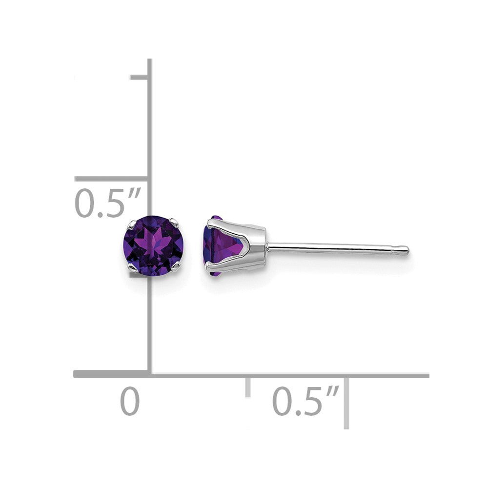 14k White Gold 4mm Amethyst Stud Earrings