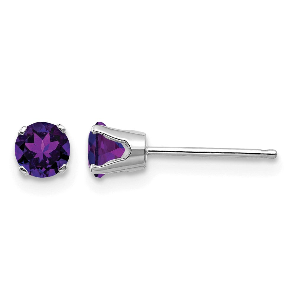 14k White Gold 4mm Amethyst Stud Earrings