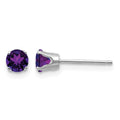 14k White Gold 4mm Amethyst Stud Earrings