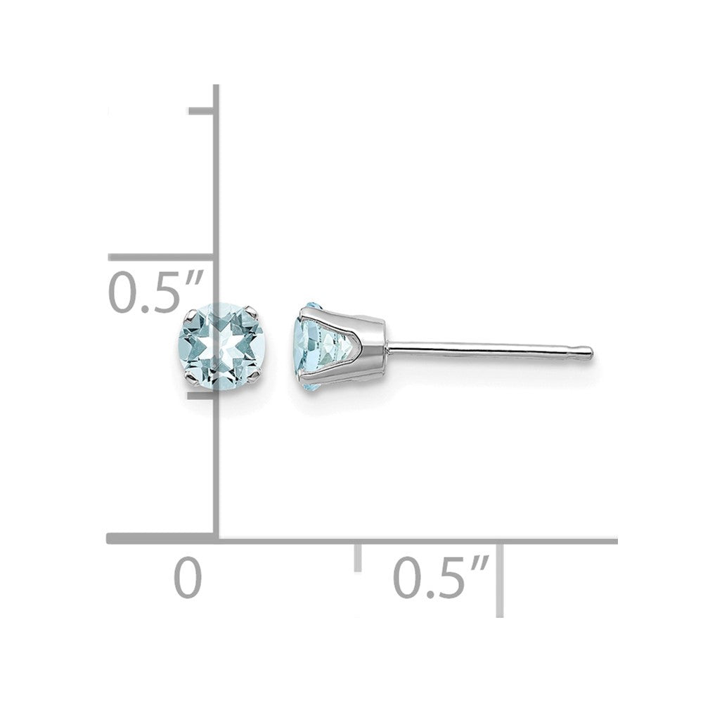 14k White Gold 4mm Aquamarine Stud Earrings