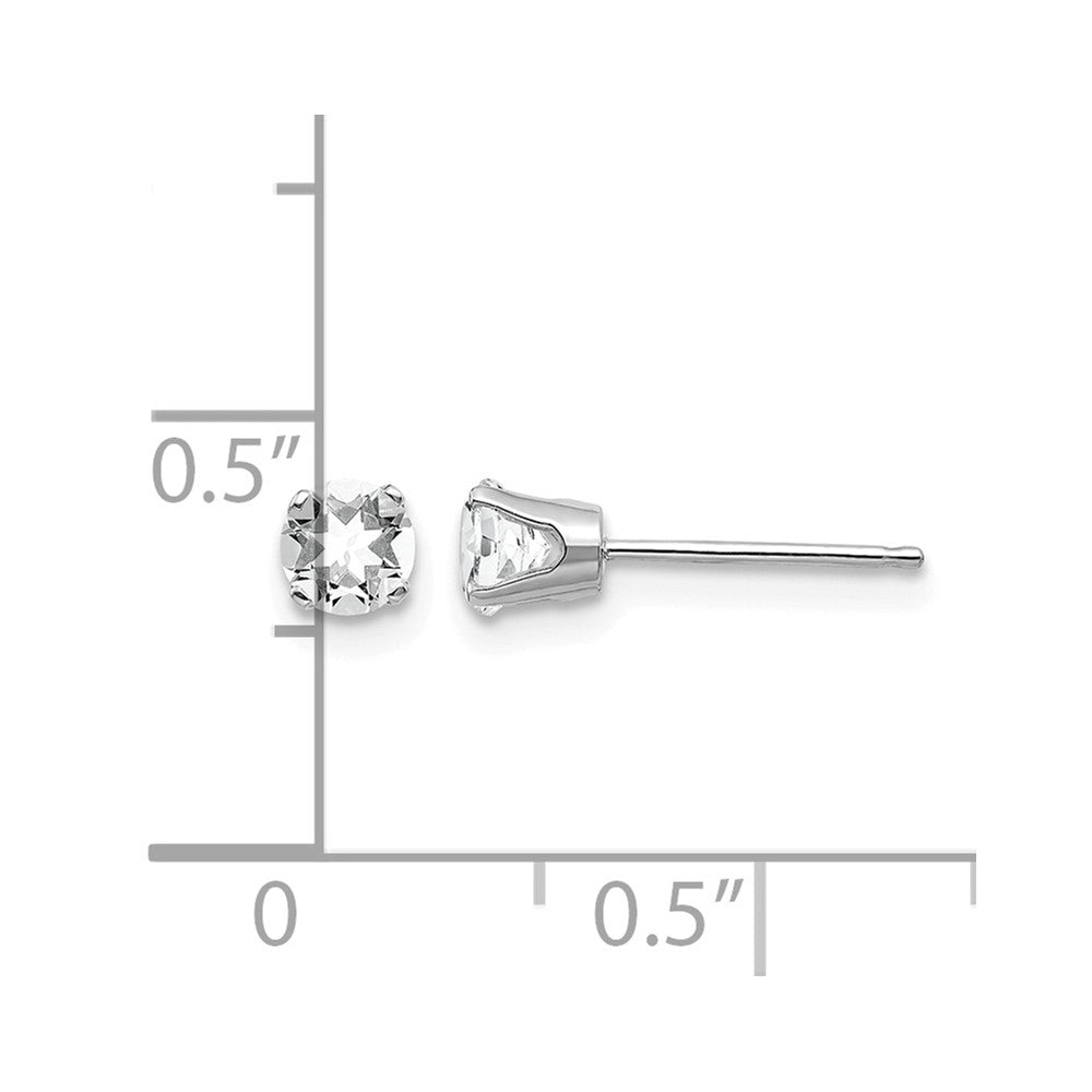 14k White Gold 4mm White Topaz Stud Earrings