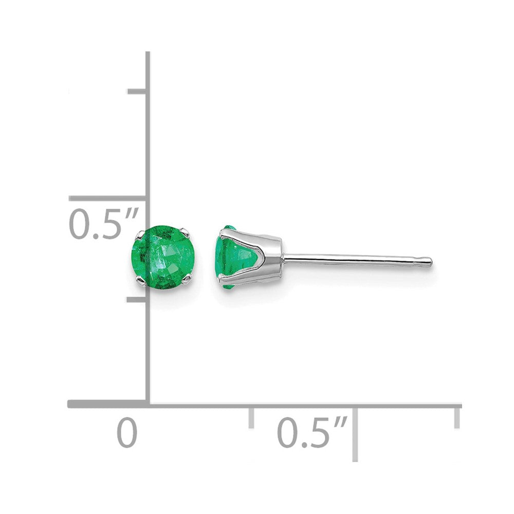 14k White Gold 4mm Emerald Stud Earrings