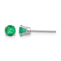 14k White Gold 4mm Emerald Stud Earrings