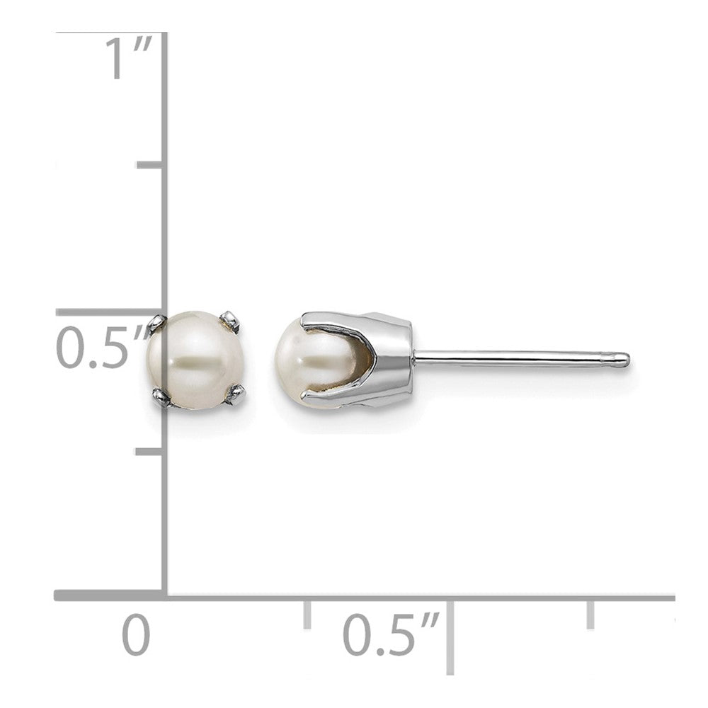 14k White Gold 4mm FW Cultured Pearl Stud Earrings