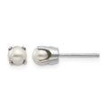 14k White Gold 4mm FW Cultured Pearl Stud Earrings