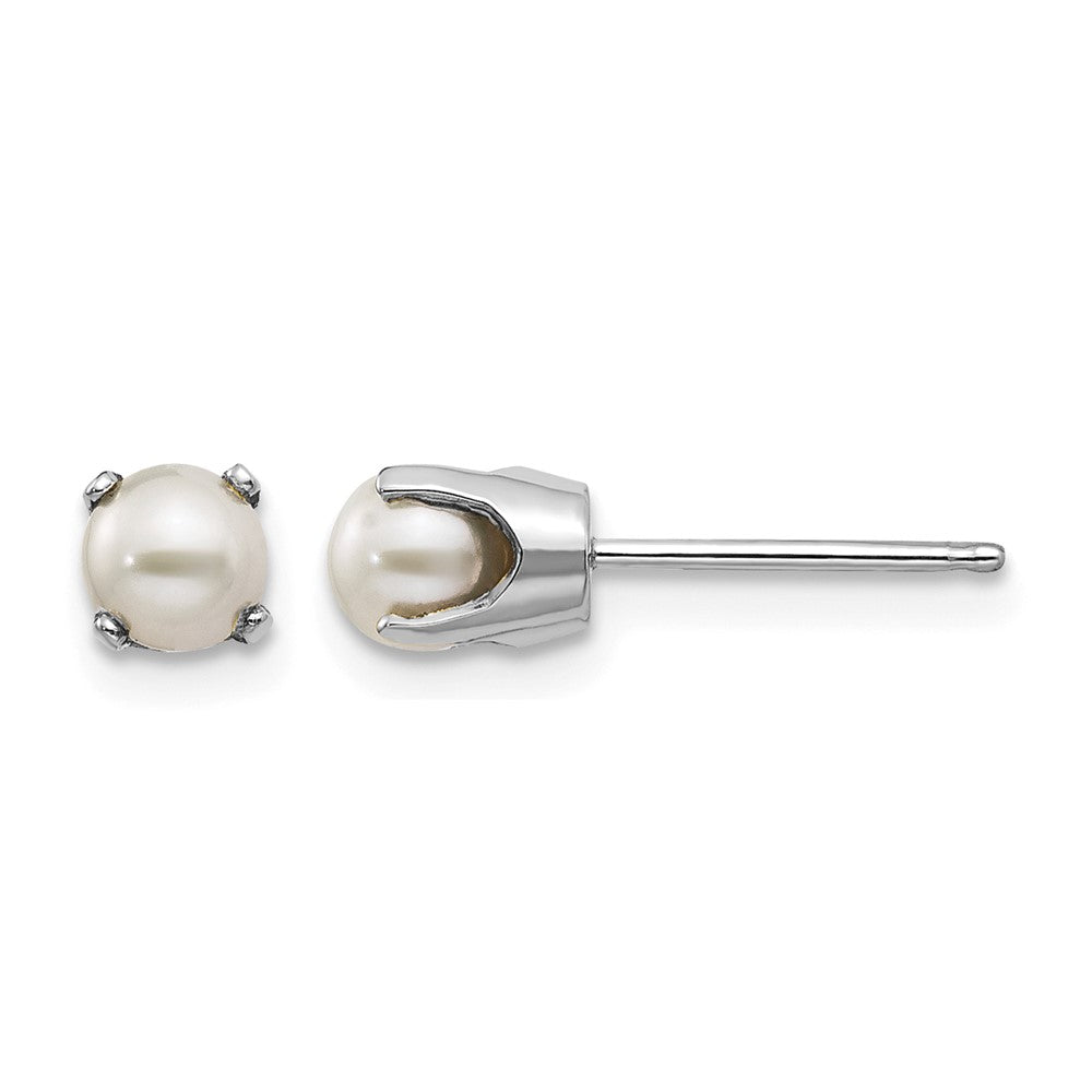14k White Gold 4mm FW Cultured Pearl Stud Earrings