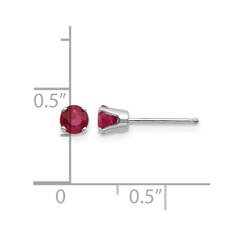 14k White Gold 4mm Ruby Stud Earrings