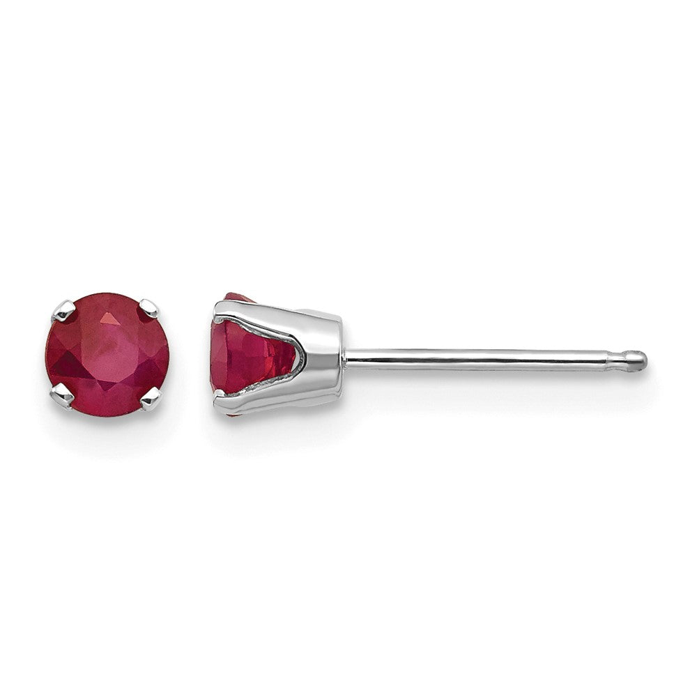 14k White Gold 4mm Ruby Stud Earrings