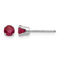 14k White Gold 4mm Ruby Stud Earrings