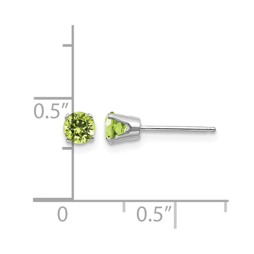 14k White Gold 4mm Peridot Stud Earrings