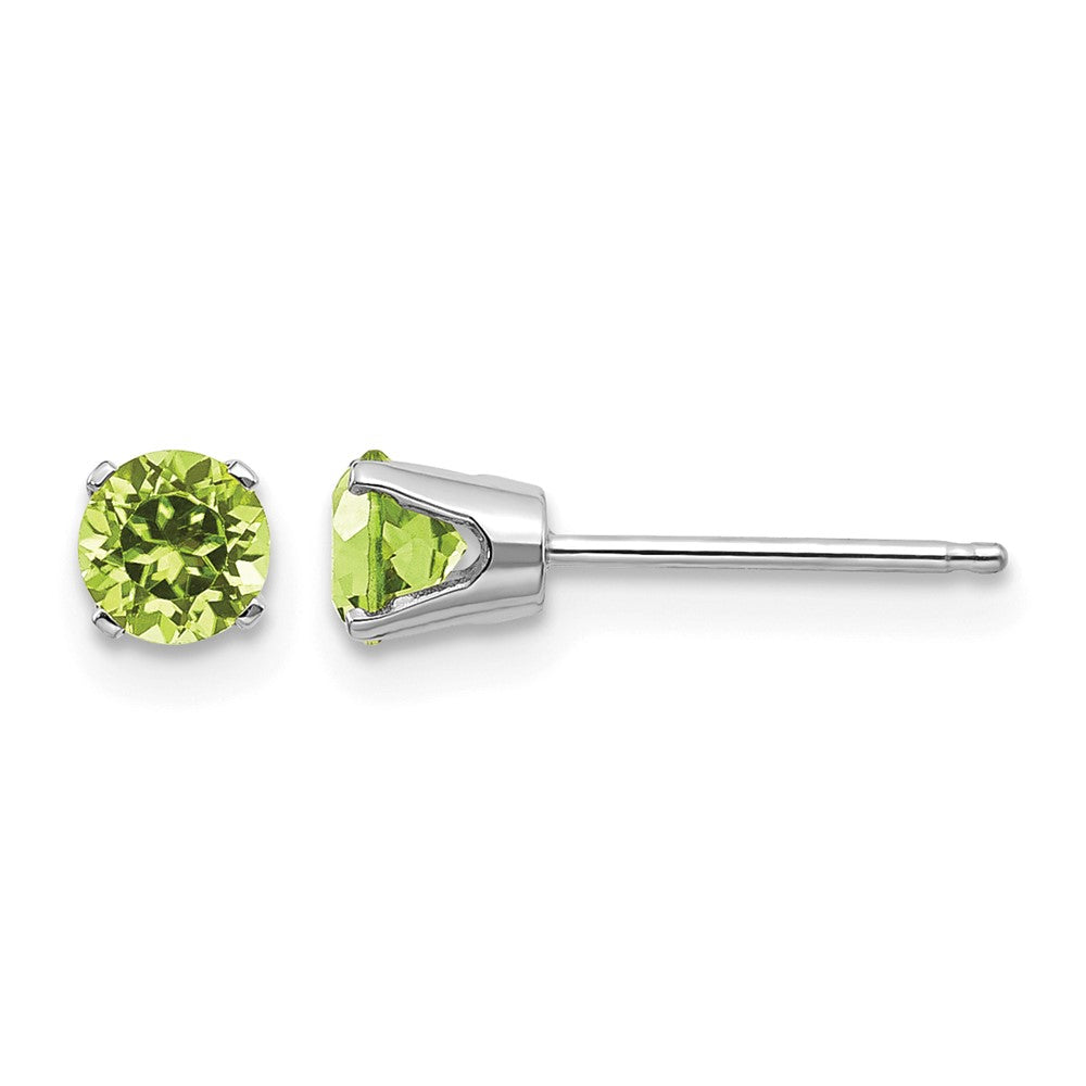 14k White Gold 4mm Peridot Stud Earrings