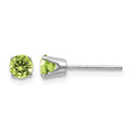 14k White Gold 4mm Peridot Stud Earrings