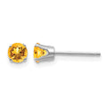 14k White Gold 4mm Citrine Stud Earrings