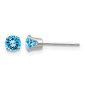14k White Gold 4mm Blue Topaz Stud Earrings