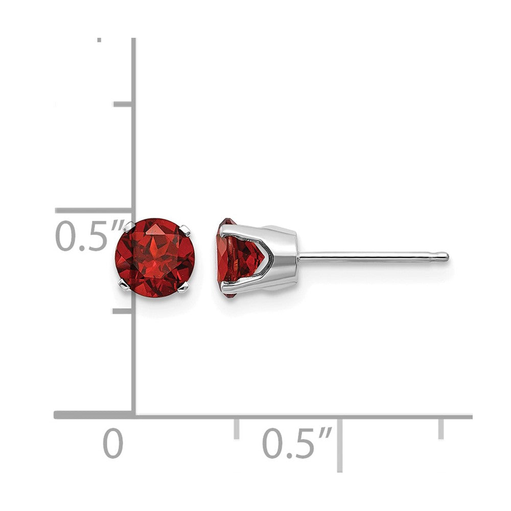 14k White Gold 5mm Garnet Stud Earrings