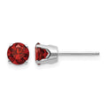 14k White Gold 5mm Garnet Stud Earrings
