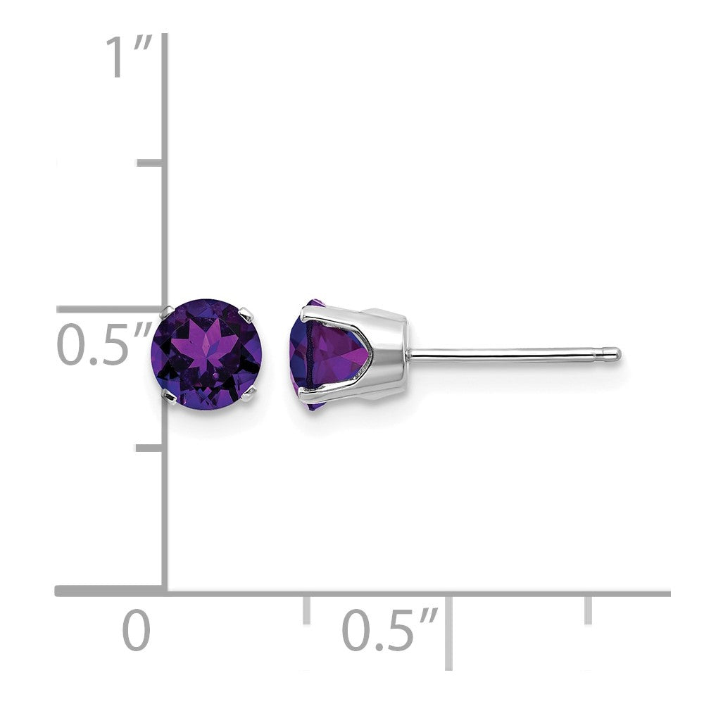14k White Gold 5mm Amethyst Stud Earrings