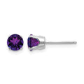 14k White Gold 5mm Amethyst Stud Earrings