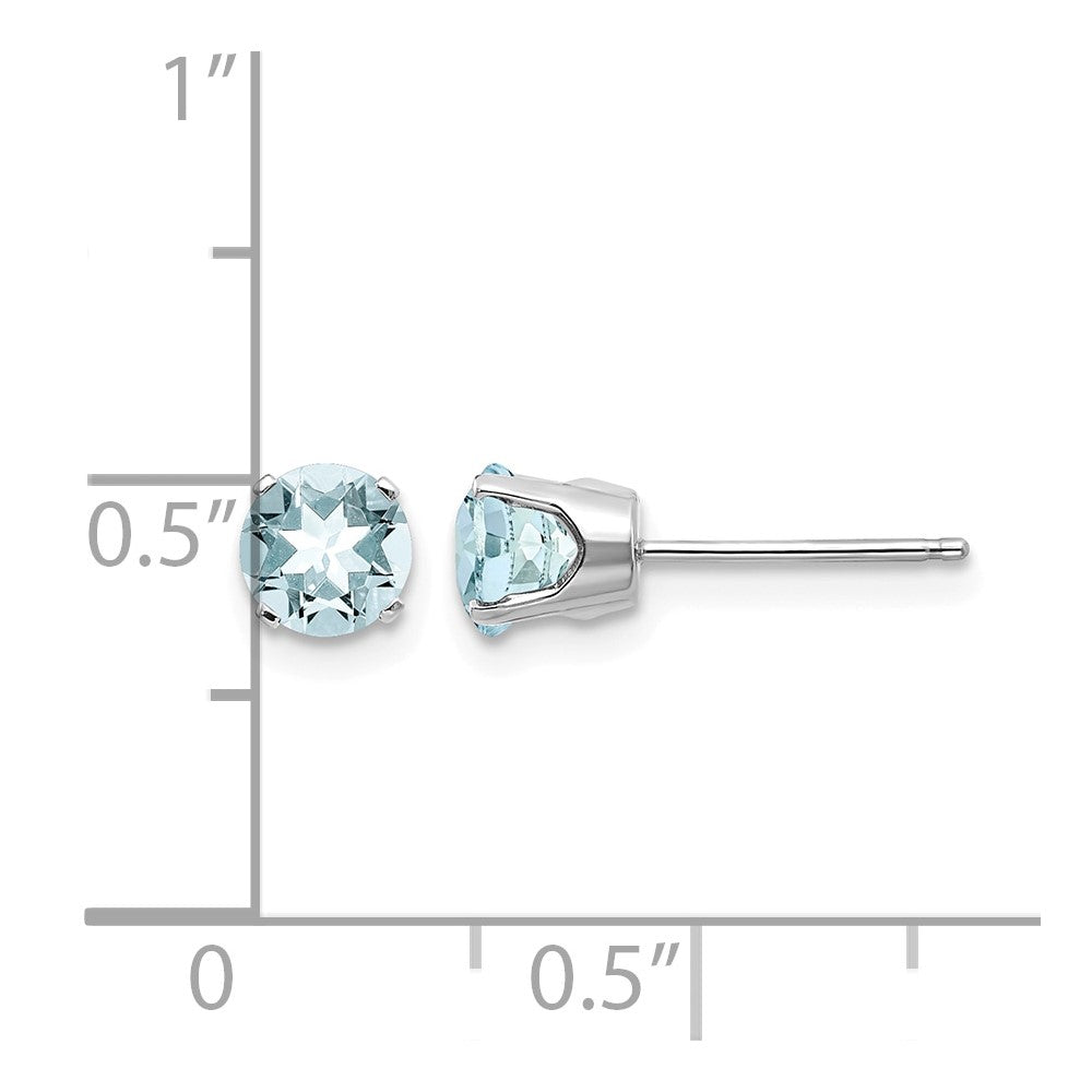 14k White Gold 5mm Aquamarine Stud Earrings