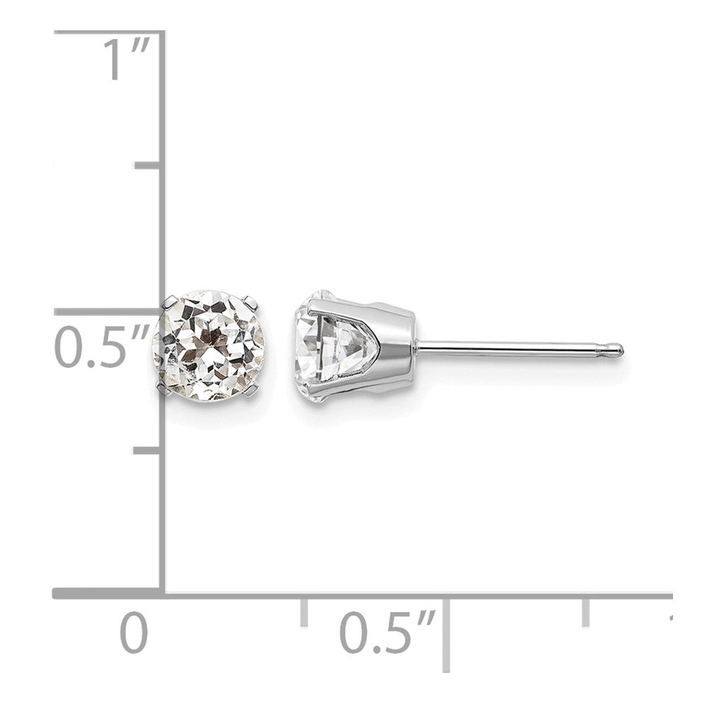 14k White Gold 5mm White Topaz Stud Earrings