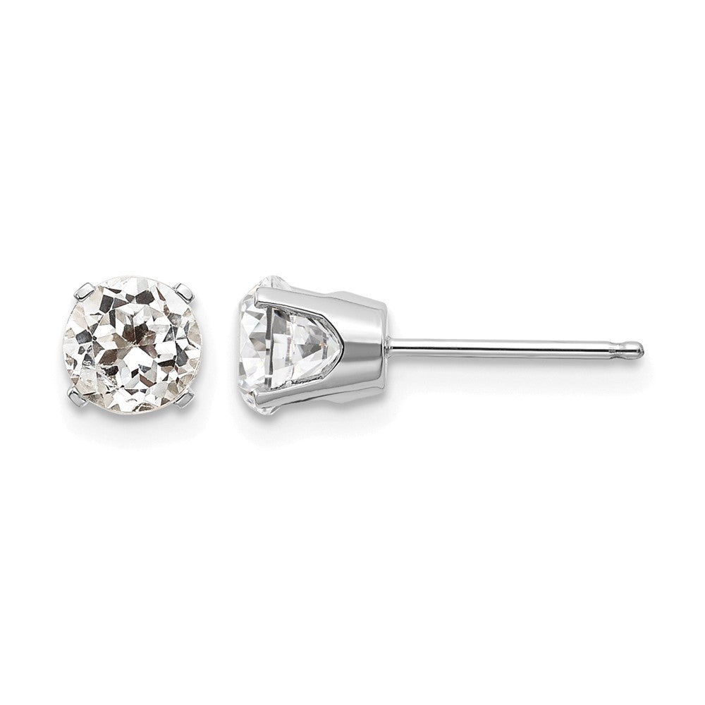 14k White Gold 5mm White Topaz Stud Earrings