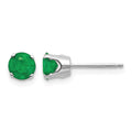 14k White Gold 5mm Emerald Stud Earrings