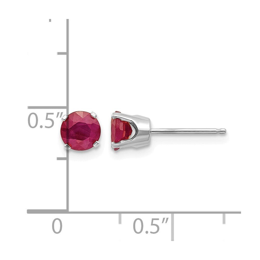 14k White Gold 5mm Ruby Stud Earrings