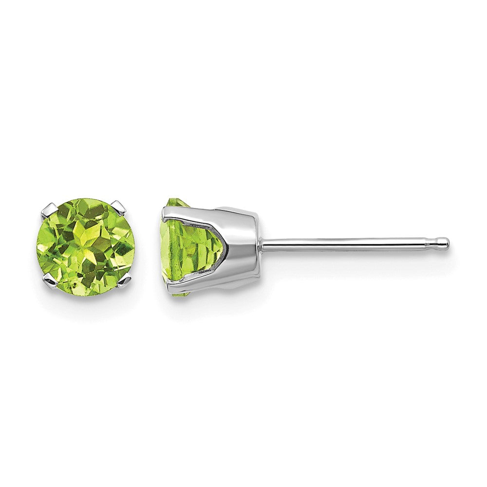 14k White Gold 5mm Peridot Stud Earrings