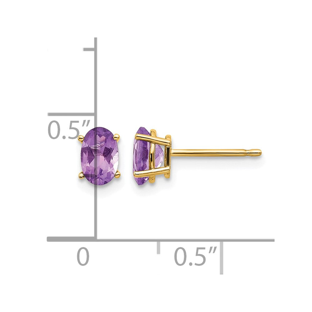 14k 6x4 Oval February/Amethyst Post Earrings
