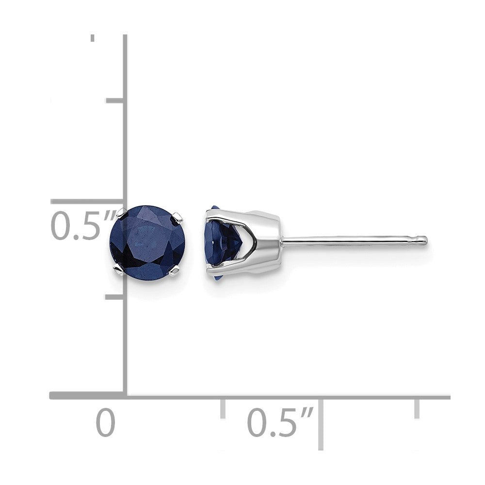 14k White Gold 5mm Natural Sapphire Stud Earrings