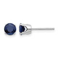 14k White Gold 5mm Natural Sapphire Stud Earrings