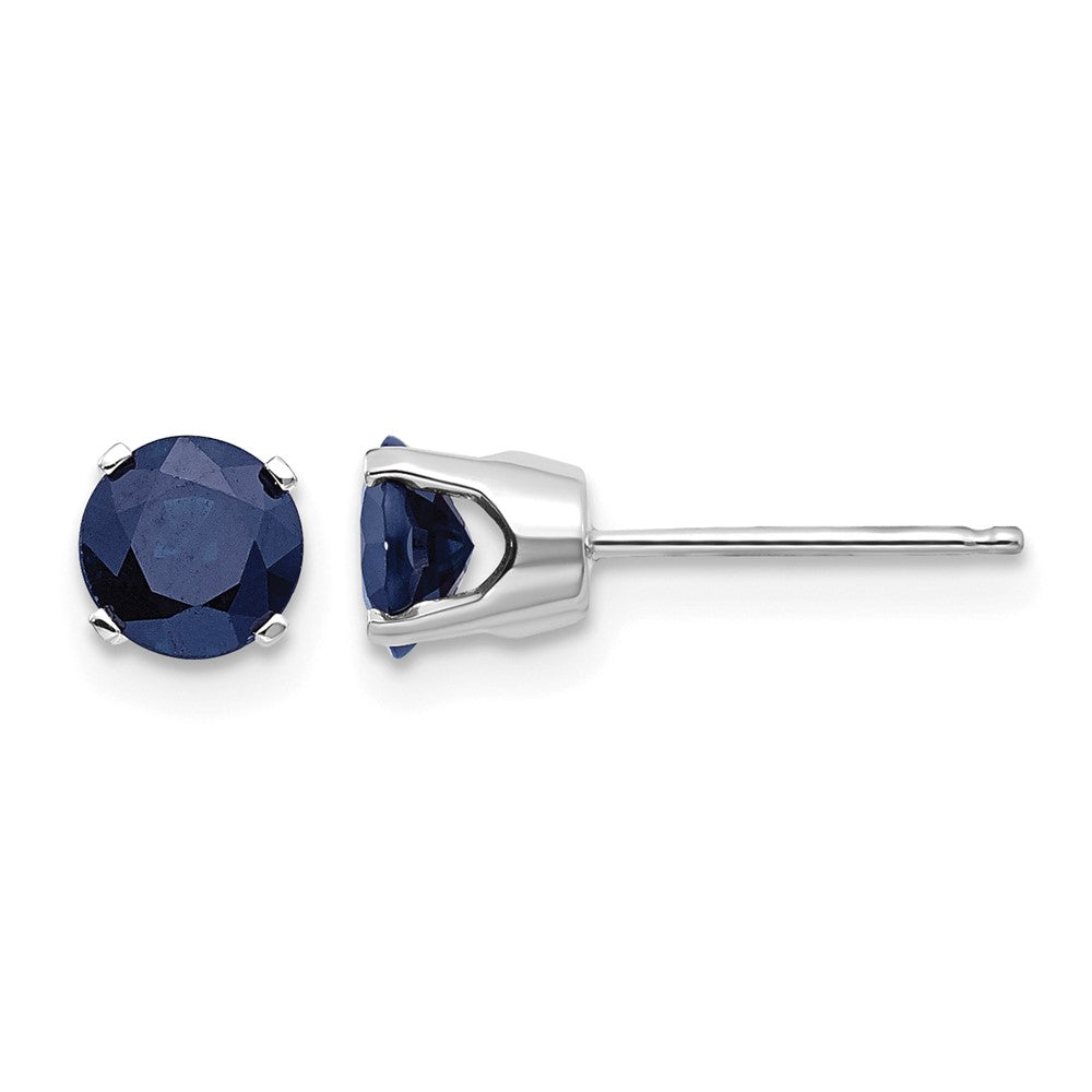 14k White Gold 5mm Natural Sapphire Stud Earrings