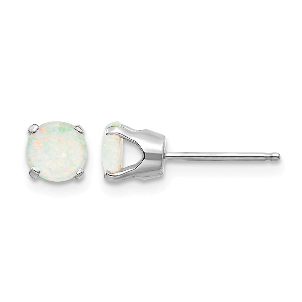 14k White Gold 5mm Opal Stud Earrings