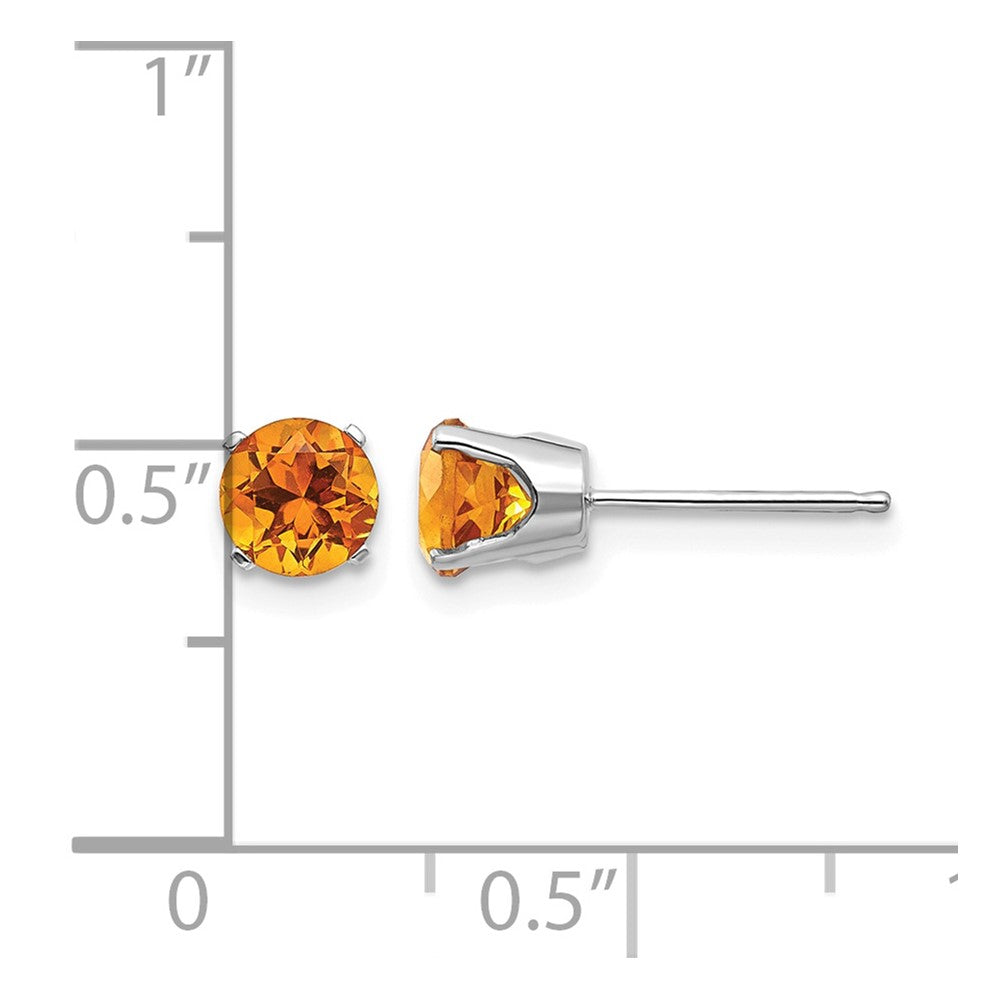 14k White Gold 5mm Citrine Stud Earrings