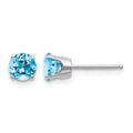 14k White Gold 5mm Blue Topaz Stud Earrings