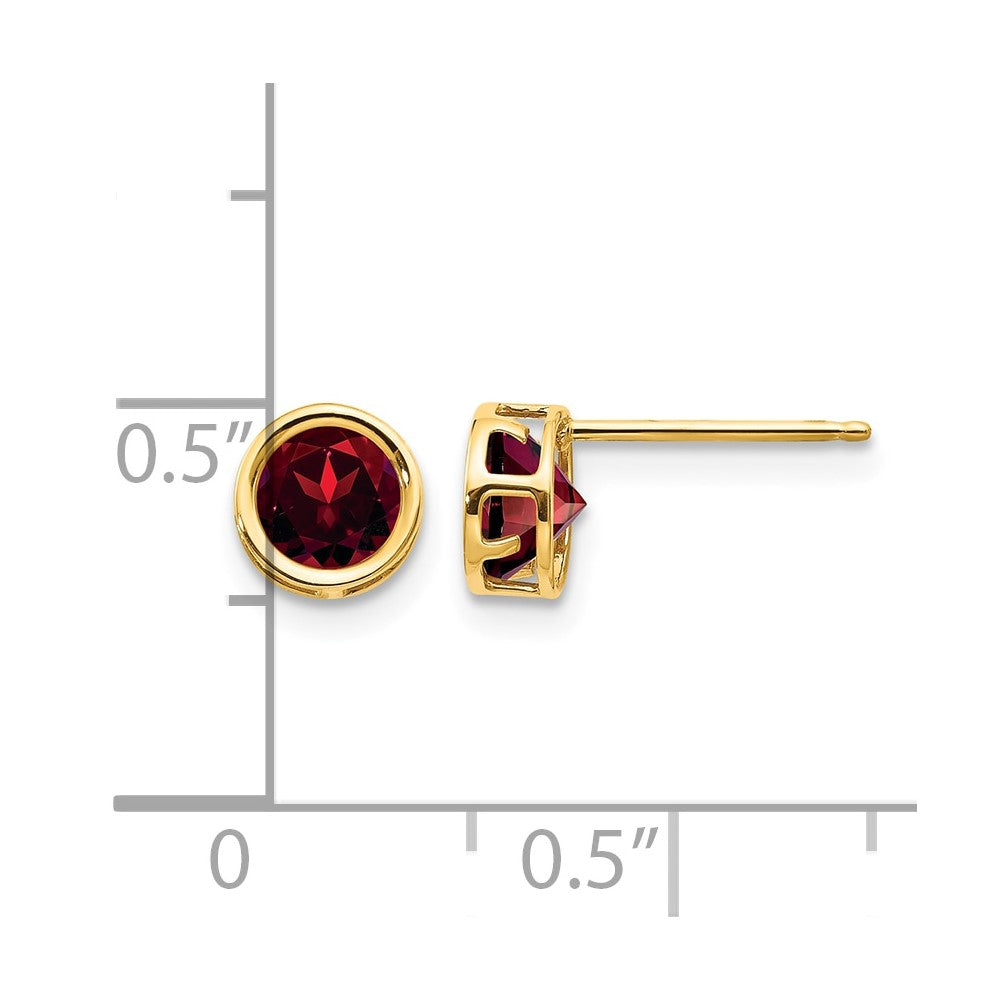 14k 5mm Bezel Garnet Stud Earrings