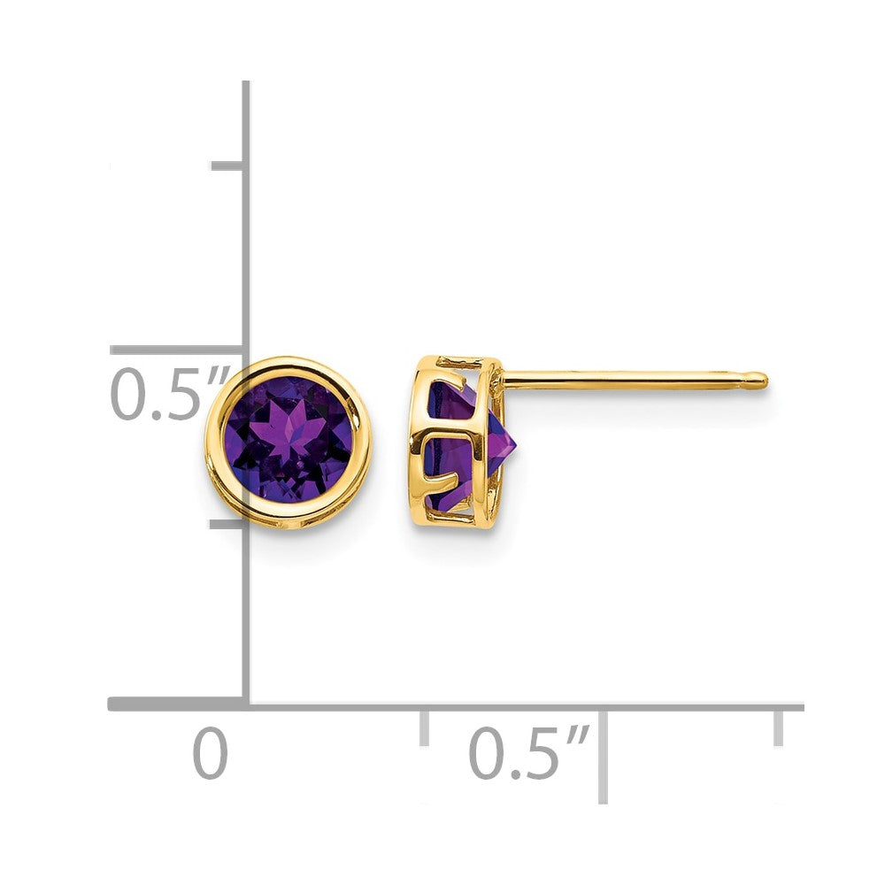 14k 5mm Bezel Amethyst Stud Earrings