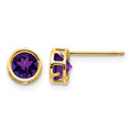 14k 5mm Bezel Amethyst Stud Earrings