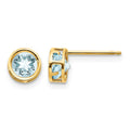 14k 5mm Bezel Aquamarine Stud Earrings