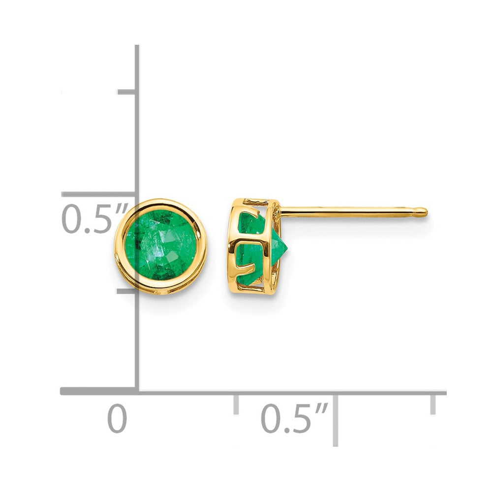 14k 5mm Bezel Emerald Stud Earrings