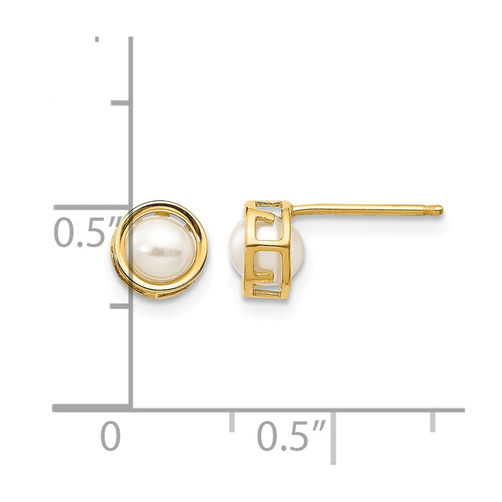 14k 4.5mm Bezel FW Cultured Pearl Stud Earrings