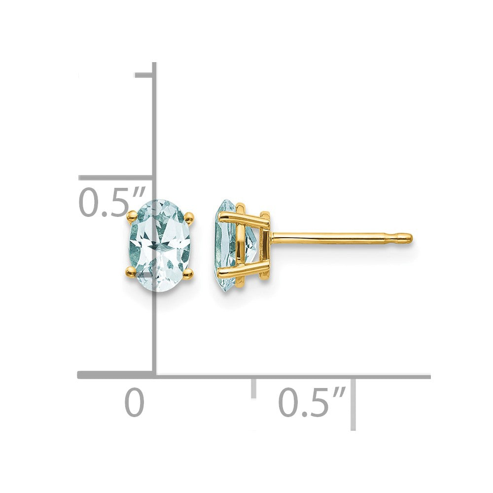 14k 6x4 Oval March/Aquamarine Post Earrings